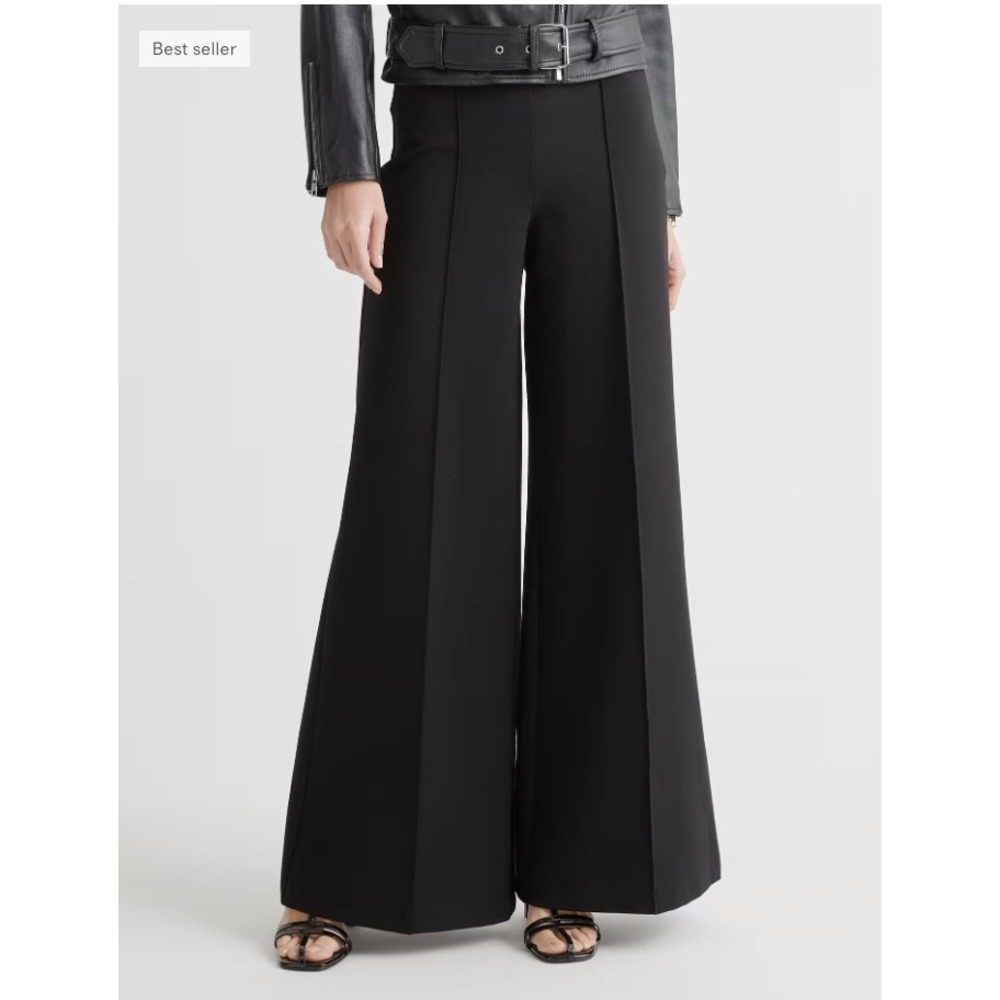 QUINCE Ultra-Stretch Ponte Super Wide Leg Pants in Black Women‎ XL NWT $168